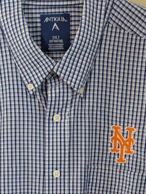 New York Mets Logo Button Down Dress Shirt - 2XL Tall